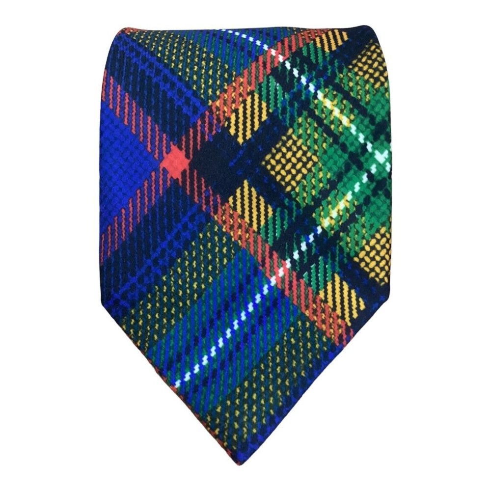 LANCOME Multicolor Plaids & Checks Silk Tie Made In Italy 58"-3".3/4 EX COND